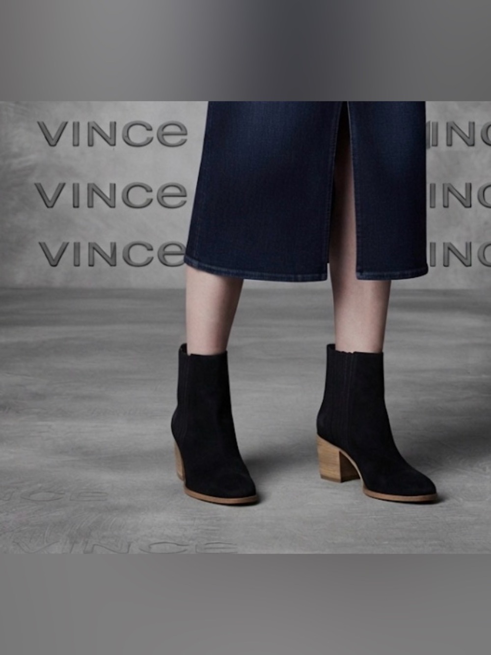Authentic Vince black suede leather designer ankle boots sz 9.5